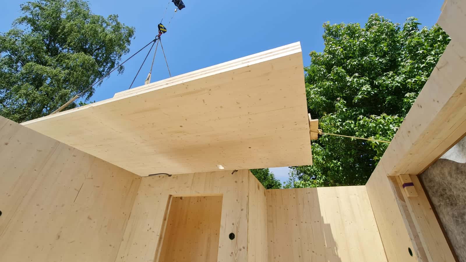 CLT panel assembly on site